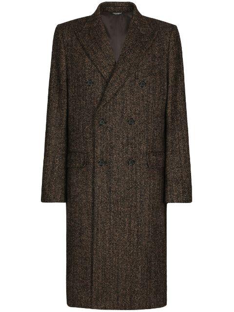 double-breasted herringbone coat by DOLCE&GABBANA