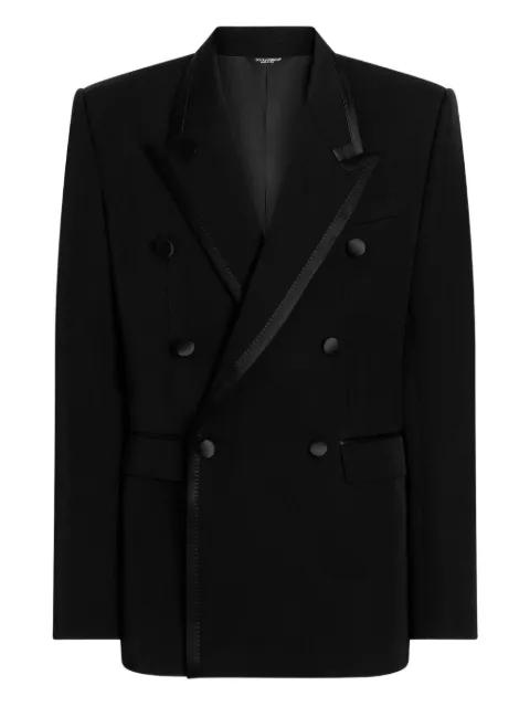 double-breasted satin-trim suit jacket by DOLCE&GABBANA