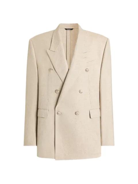 double-breasted tweed-effect silk and hemp jacket by DOLCE&GABBANA