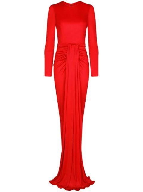 draped-detail organzine evening gown by DOLCE&GABBANA