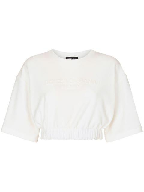 elasticated-waistband cotton-blend T-shirt by DOLCE&GABBANA