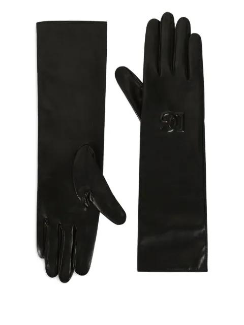 embossed-logo leather gloves by DOLCE&GABBANA