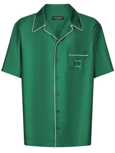 embroidered-logo silk-twill shirt by DOLCE&GABBANA