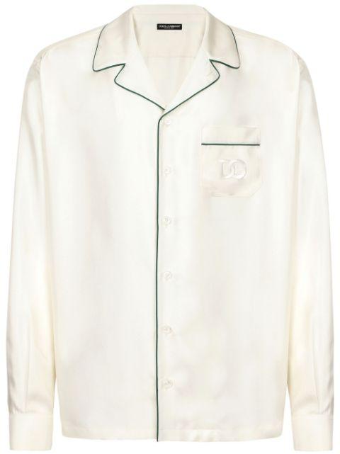 embroidered-logo silk-twill shirt by DOLCE&GABBANA