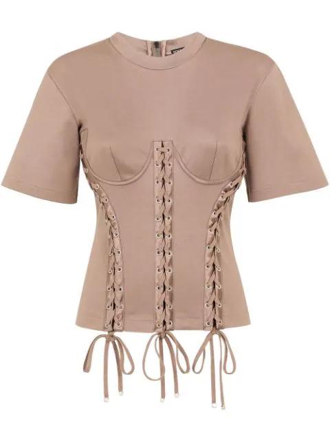 eyelet-detail corset T-shirt by DOLCE&GABBANA