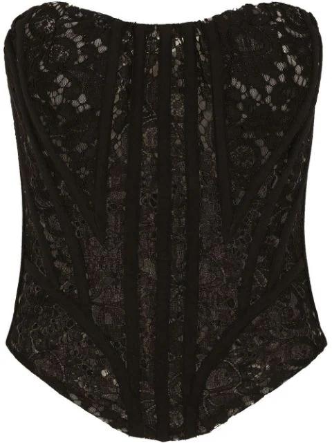 eyelet-detail lace bustier top by DOLCE&GABBANA