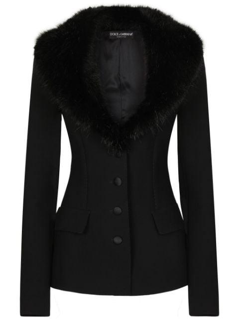 faux-fur collar jacket by DOLCE&GABBANA