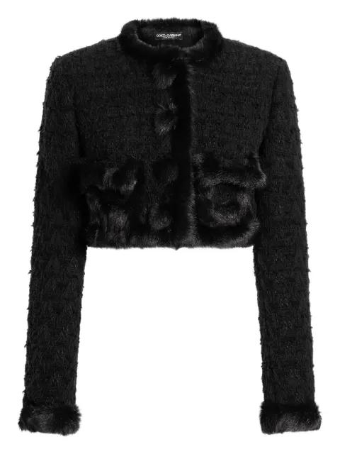 faux-fur trimmed tweed jacket by DOLCE&GABBANA