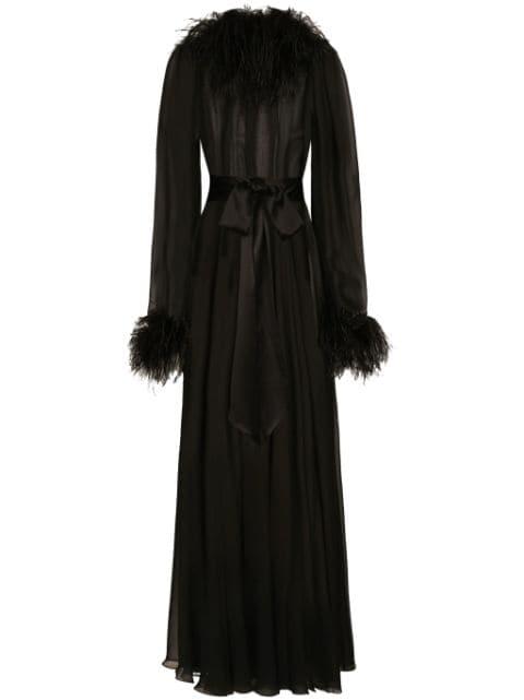 feather-detail maxi dress by DOLCE&GABBANA