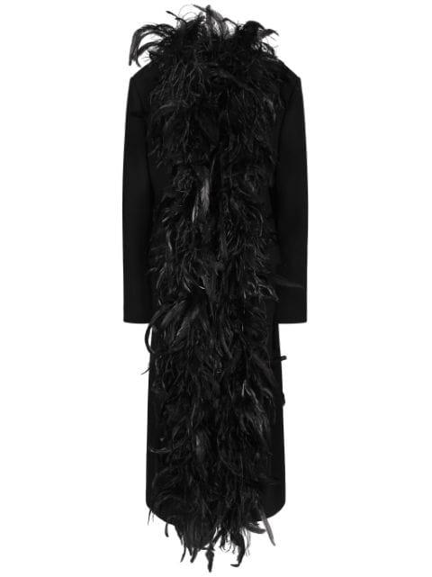 feather-trim coat by DOLCE&GABBANA