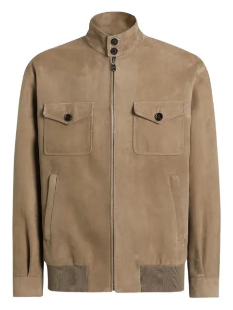 flap-pocketed zip-front leather jacket by DOLCE&GABBANA