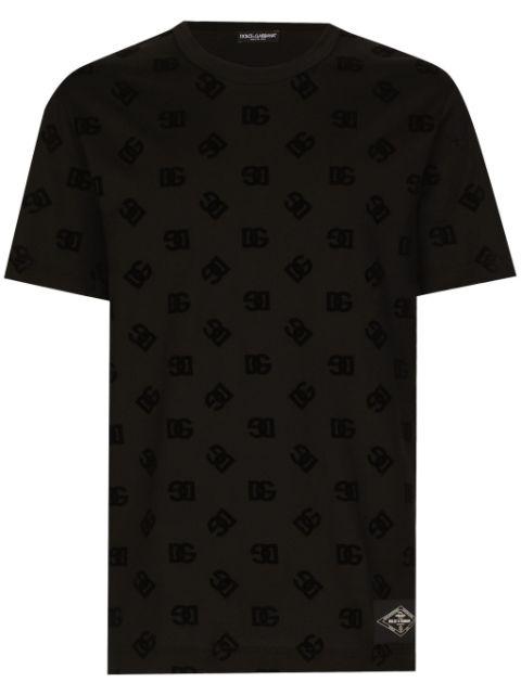 flocked DG-print cotton T-shirt by DOLCE&GABBANA