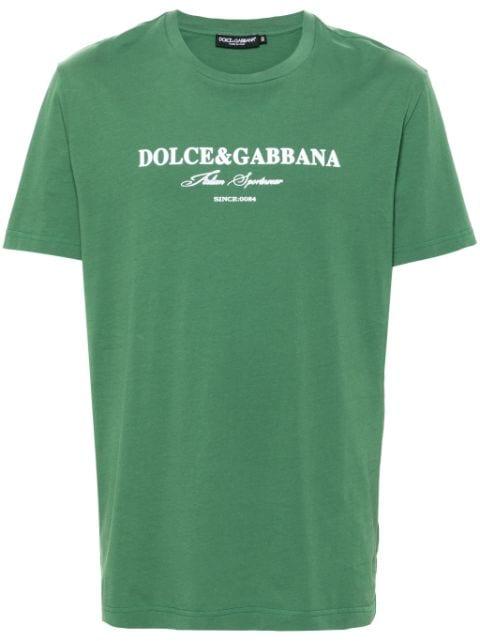 flocked-logo cotton T-shirt by DOLCE&GABBANA