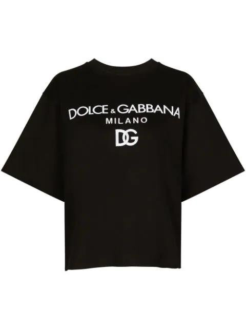 flocked-logo cotton T-shirt by DOLCE&GABBANA