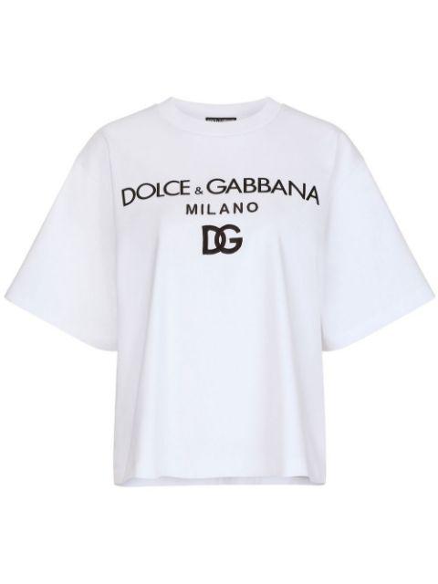 flocked-logo cotton T-shirt by DOLCE&GABBANA