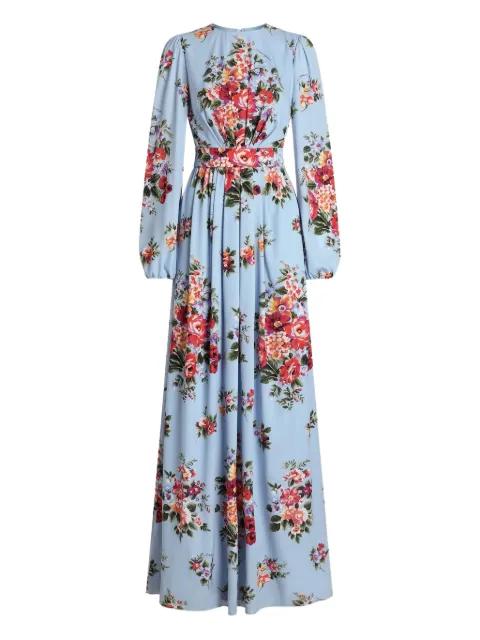 flora-printl belted maxi dress by DOLCE&GABBANA