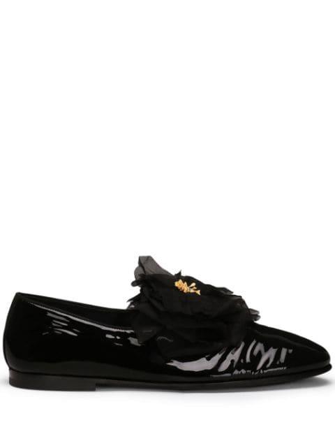 floral appliqué leather slippers by DOLCE&GABBANA