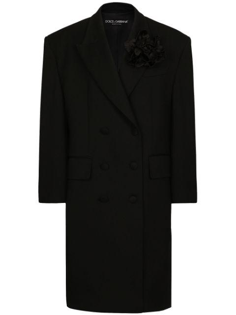 floral-appliqué virgin wool coat by DOLCE&GABBANA
