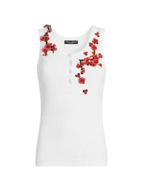 floral-applique buttoned tank top by DOLCE&GABBANA