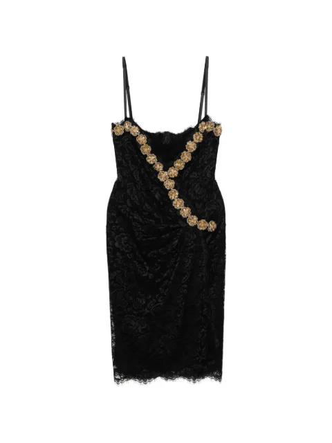 floral embellishmented slip lace dress by DOLCE&GABBANA 