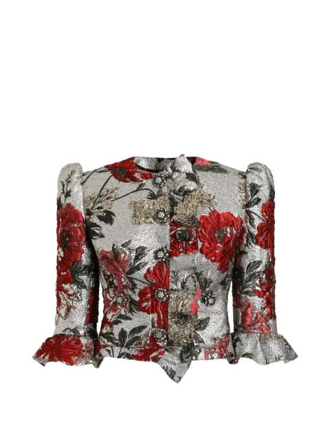 floral-embroidered buttoned jacket by DOLCE&GABBANA