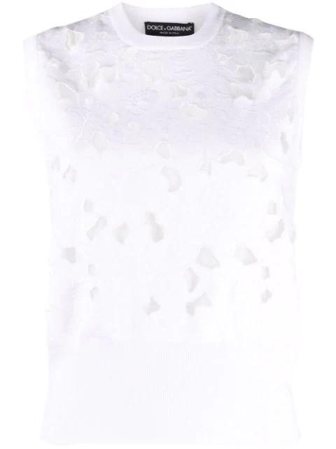 floral-embroidery open-work tank top by DOLCE&GABBANA
