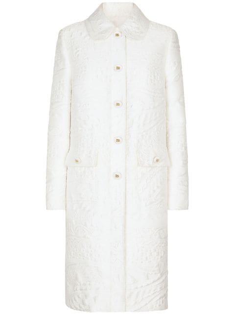 floral-jacquard belted coat by DOLCE&GABBANA