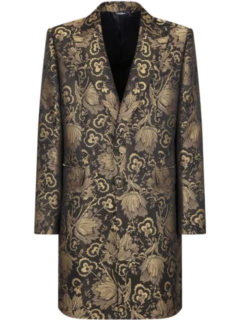 floral-jacquard lamé single-breasted coat by DOLCE&GABBANA