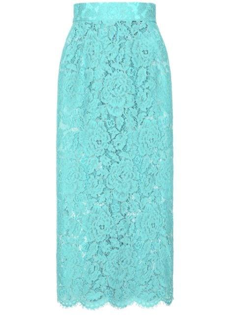 floral-lace high-waisted midi skirt by DOLCE&GABBANA