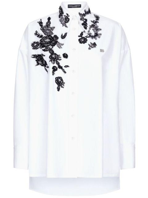 floral-lace long-sleeve shirt by DOLCE&GABBANA