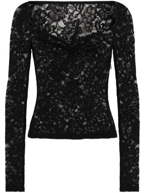 floral-lace sweetheart-neck top by DOLCE&GABBANA