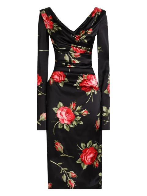 floral long-sleeved midi dress by DOLCE&GABBANA