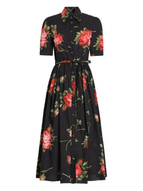 floral-print belted midi dress by DOLCE&GABBANA