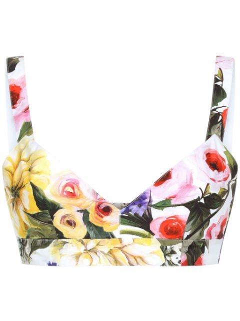 floral-print cotton crop top by DOLCE&GABBANA