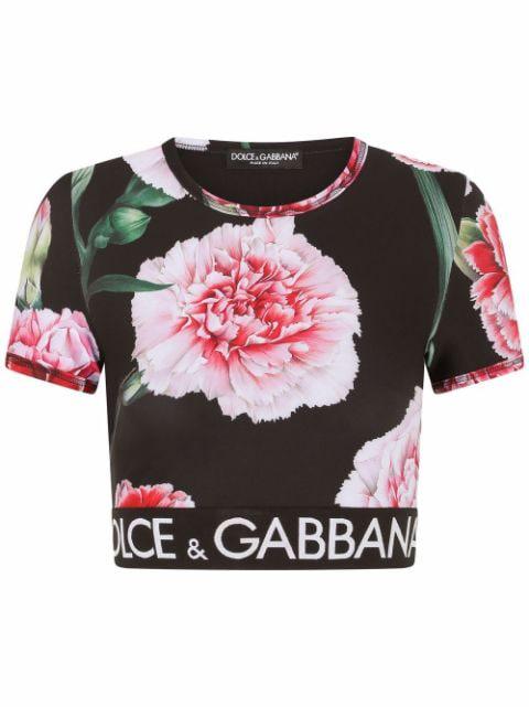 floral-print cropped T-shirt by DOLCE&GABBANA