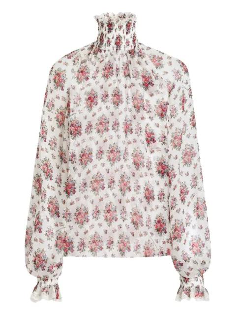 floral-print lace-trim blouse by DOLCE&GABBANA