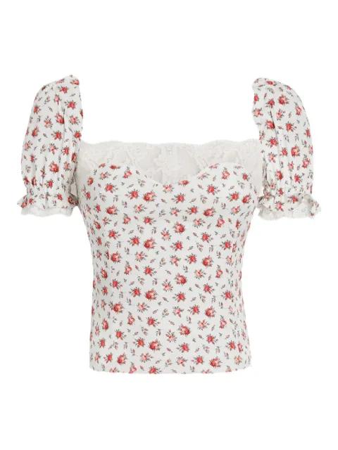 floral-print lace-trim top by DOLCE&GABBANA