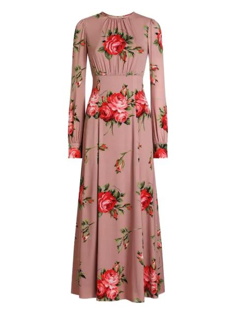 floral-print long-sleeve midi dress by DOLCE&GABBANA