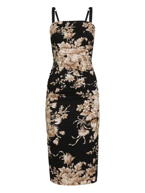 floral-print ruched midi dress by DOLCE&GABBANA