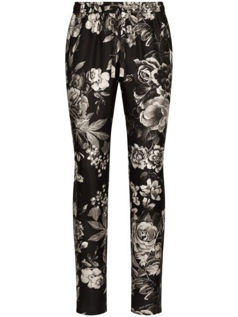 floral-print silk track pants by DOLCE&GABBANA