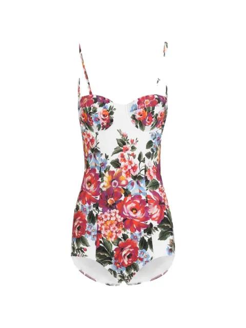 flower bouquet-print balconette one-piece swimsuit by DOLCE&GABBANA