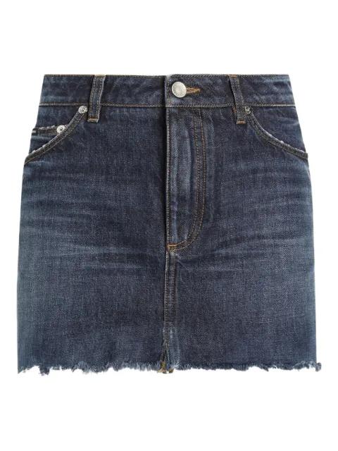 frayed mini denim skirt by DOLCE&GABBANA