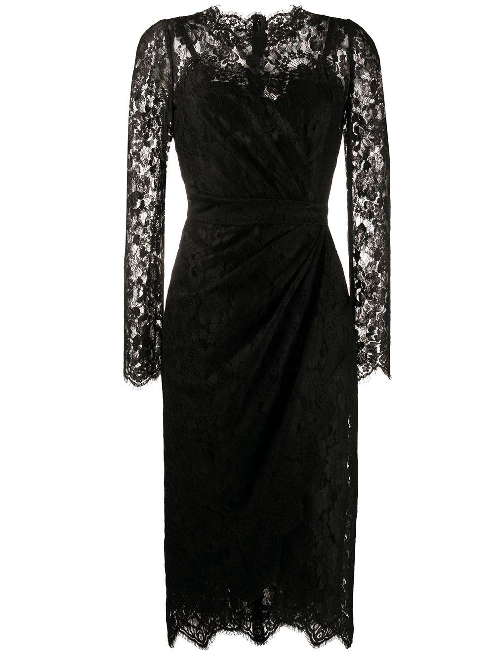 galloon-lace wrap midi dress by DOLCE&GABBANA