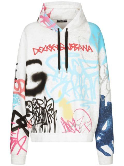 graffiti-print cotton-blend hoodie by DOLCE&GABBANA