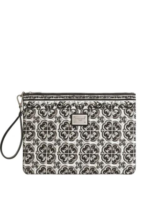 graphic-print leather clutch bag by DOLCE&GABBANA