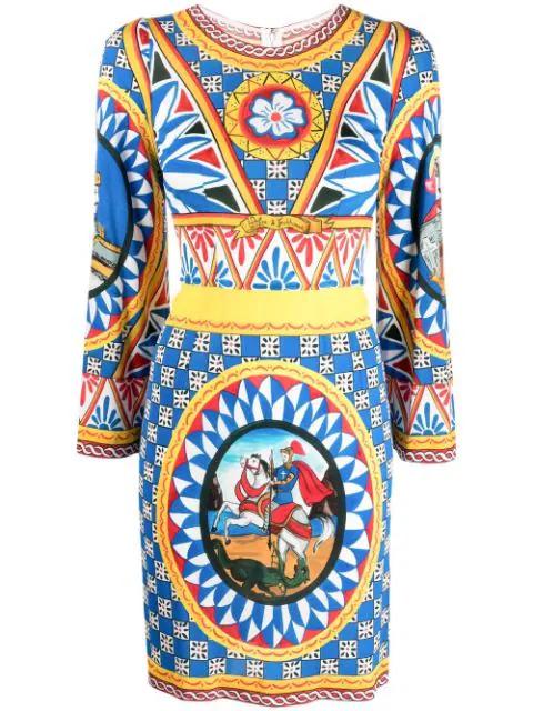 graphic-print long-sleeve dress by DOLCE&GABBANA