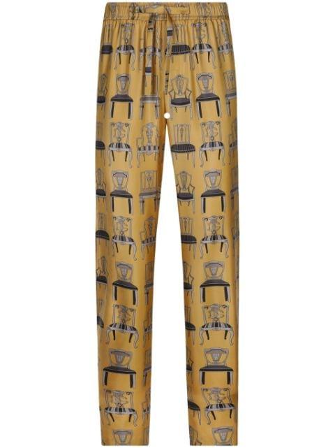 graphic-print silk lounge trousers by DOLCE&GABBANA