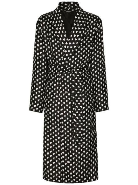 heart-print belted coat by DOLCE&GABBANA