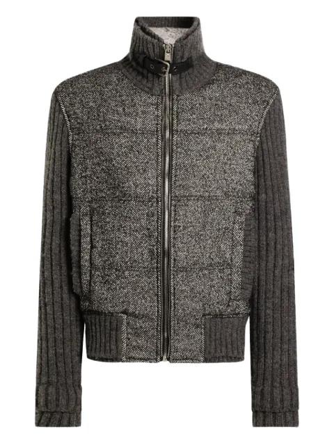 herringbone-pattern ribbed-knit bomber jacket by DOLCE&GABBANA