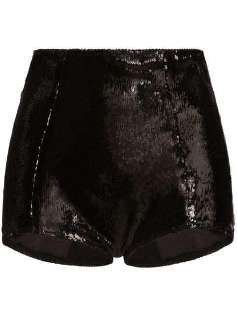 high-waisted sequinned shorts by DOLCE&GABBANA